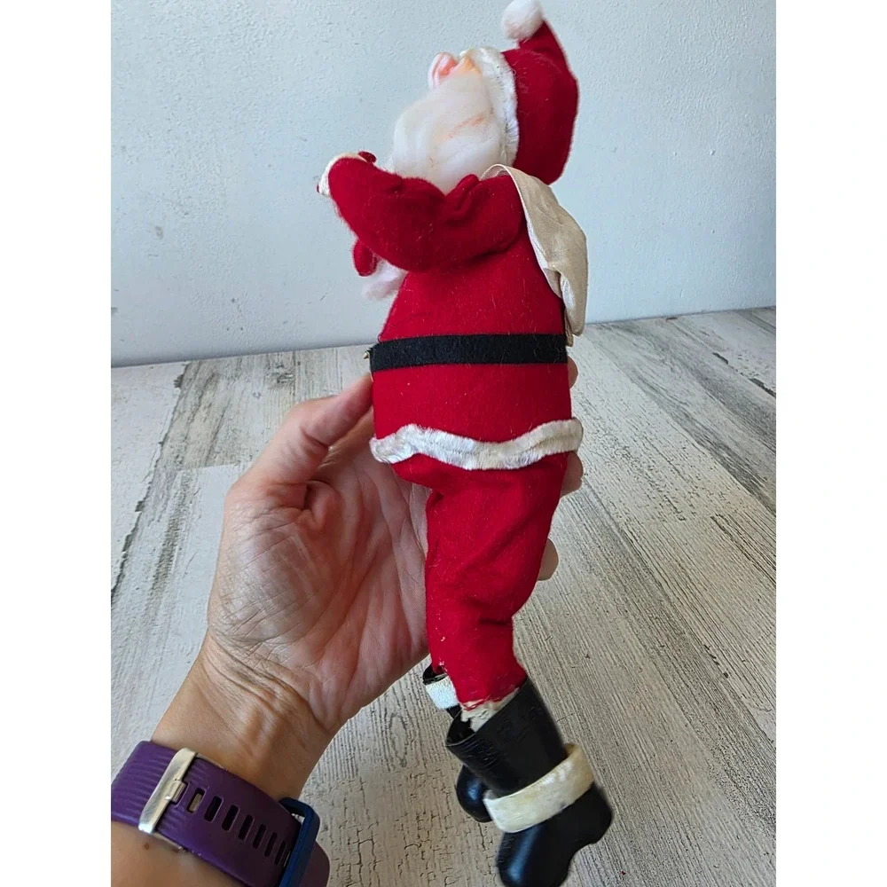 Antique dream doll Santa plush jointed felt rubber face Xmas decor statue